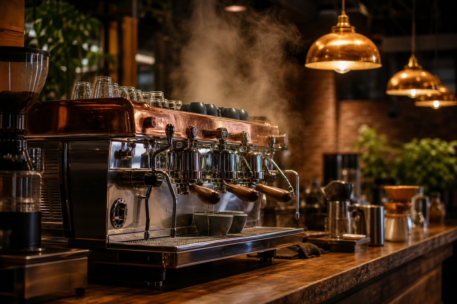 Barista at the espresso machine